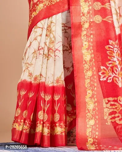 Fancy Cotton Linen Saree With Blouse Piece For Women-thumb4