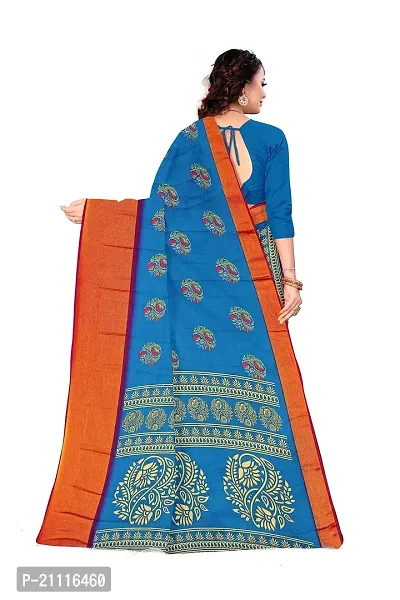 Lovly Women's Printed Moss Chiffon Beautiful Ethinic Wear Saree With Unstiched Blouse Piece (A_V_M_16062046-Turquoise)-thumb4