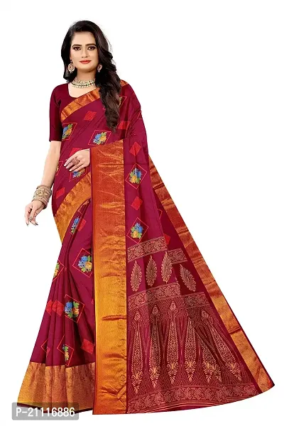 Lovly Women's Printed Moss Chiffon Beautiful Ethinic Wear Saree With Unstiched Blouse Piece (A_V_M_16062030-Wine)-thumb0