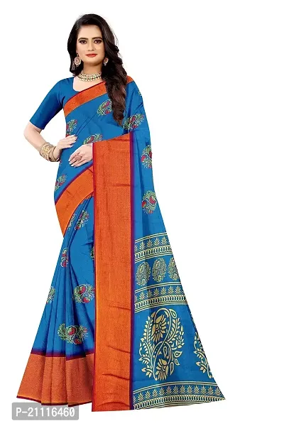 Lovly Women's Printed Moss Chiffon Beautiful Ethinic Wear Saree With Unstiched Blouse Piece (A_V_M_16062046-Turquoise)-thumb2