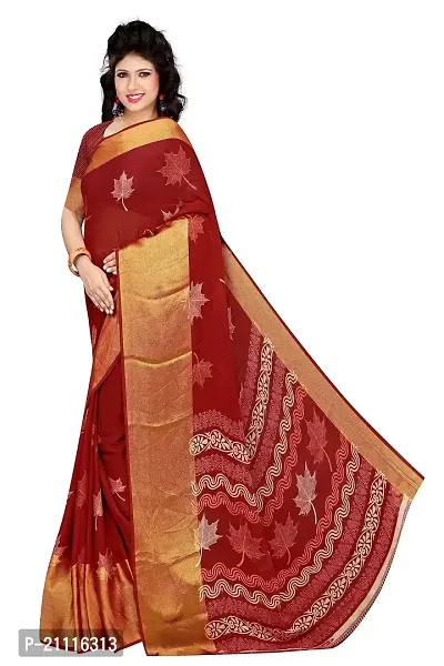 Lovly Women's Printed Moss Chiffon Beautiful Ethinic Wear Saree With Unstiched Blouse Piece (A_V_M_16062096-Red)