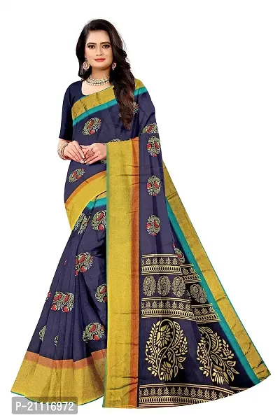 Lovly Women's Printed Moss Chiffon Beautiful Ethinic Wear Saree With Unstiched Blouse Piece (A_V_M_16062039-Blue)