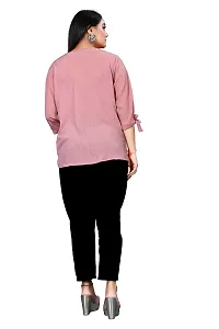 Lovly Women's Solid Important Georgette 3/4 Sleeve Collar Neck Designer Top (A_V_M_P_54698)-thumb4