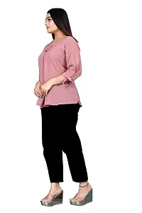 Lovly Women's Solid Important Georgette 3/4 Sleeve Collar Neck Designer Top (A_V_M_P_54698)-thumb3