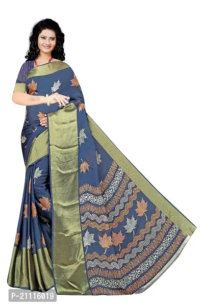 Lovly Women's Printed Moss Chiffon Beautiful Ethinic Wear Saree With Unstiched Blouse Piece (A_V_M_16062097-DarkBlue)-thumb0