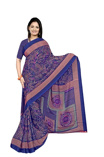 Attractive Crepe Saree with Blouse piece 