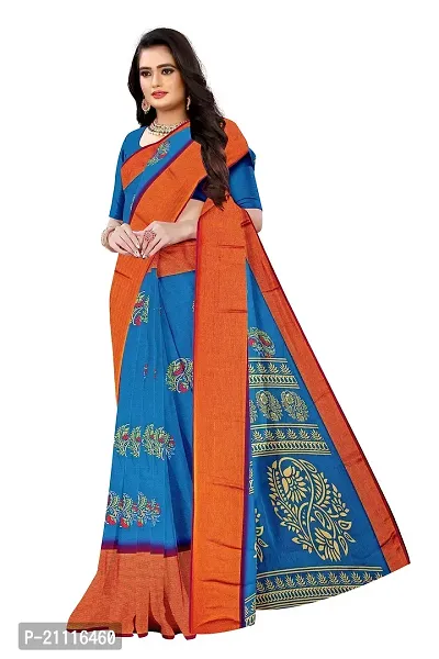 Lovly Women's Printed Moss Chiffon Beautiful Ethinic Wear Saree With Unstiched Blouse Piece (A_V_M_16062046-Turquoise)-thumb3