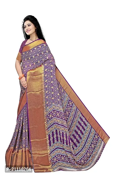 Lovly Women's Printed Moss Chiffon Beautiful Ethinic Wear Saree With Unstiched Blouse Piece (A_V_M_16062074-Purple)-thumb2