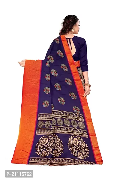 Lovly Women's Printed Moss Chiffon Beautiful Ethinic Wear Saree With Unstiched Blouse Piece (A_V_M_16062043-NavyBlue)-thumb4