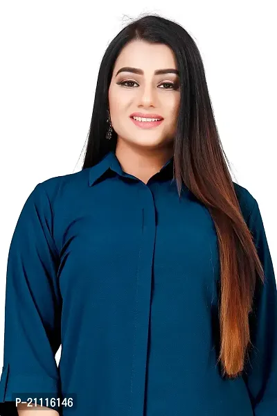 Lovly Women's Solid Important Georgette 3/4 Sleeve Collar Neck Designer Top (A_V_M_P_54698)-thumb2
