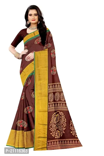 Lovly Women's Printed Moss Chiffon Beautiful Ethinic Wear Saree With Unstiched Blouse Piece (A_V_M_16062040-Coffee)-thumb2