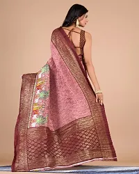 Fancy Silk Blend Saree With Blouse Piece For Women-thumb1