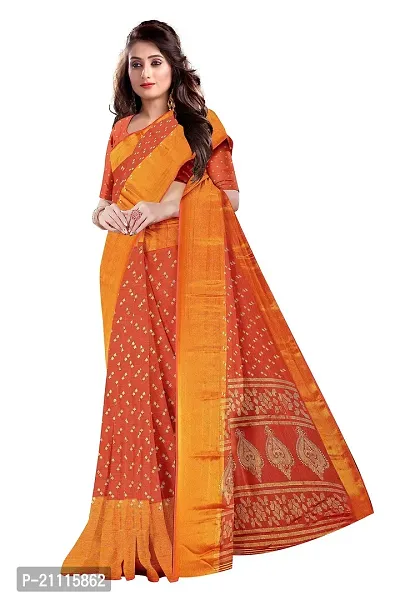 Lovly Women's Foil Print Moss Chiffon Beautiful Ethinic Wear Saree With Unstiched Blouse Piece (A_V_M_16062104-Orange)-thumb3