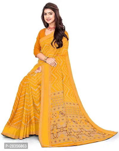 Fancy Cotton Blend Saree With Blouse Piece For Women-thumb0
