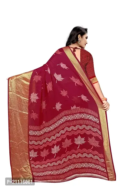 Lovly Women's Printed Moss Chiffon Beautiful Ethinic Wear Saree With Unstiched Blouse Piece (A_V_M_16062094-Wine)-thumb4