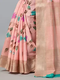 Stylish Pink Cotton Saree With Blouse Piece For Women-thumb2