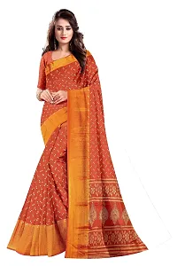 Lovly Women's Foil Print Moss Chiffon Beautiful Ethinic Wear Saree With Unstiched Blouse Piece (A_V_M_16062104-Orange)-thumb1