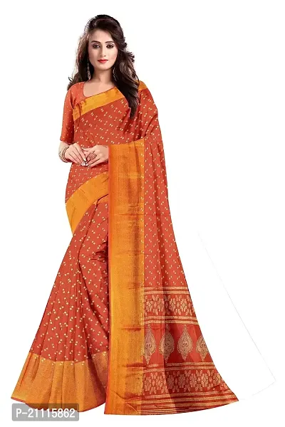 Lovly Women's Foil Print Moss Chiffon Beautiful Ethinic Wear Saree With Unstiched Blouse Piece (A_V_M_16062104-Orange)-thumb2