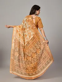 Stylish Mustard Cotton Saree With Blouse Piece For Women-thumb1