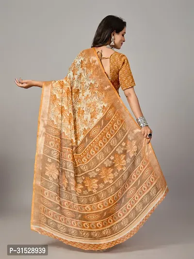 Stylish Mustard Cotton Saree With Blouse Piece For Women-thumb2