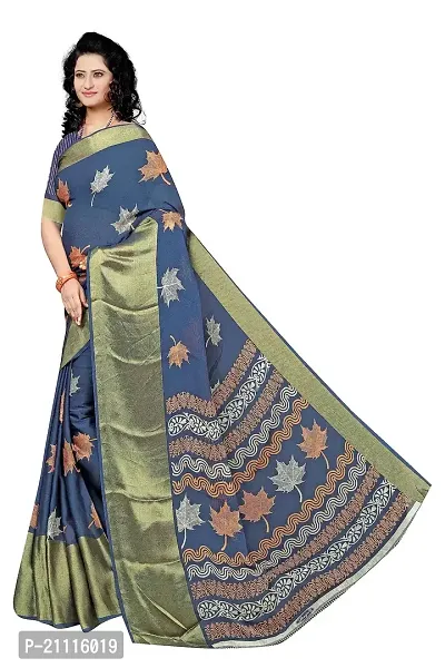 Lovly Women's Printed Moss Chiffon Beautiful Ethinic Wear Saree With Unstiched Blouse Piece (A_V_M_16062097-DarkBlue)-thumb2