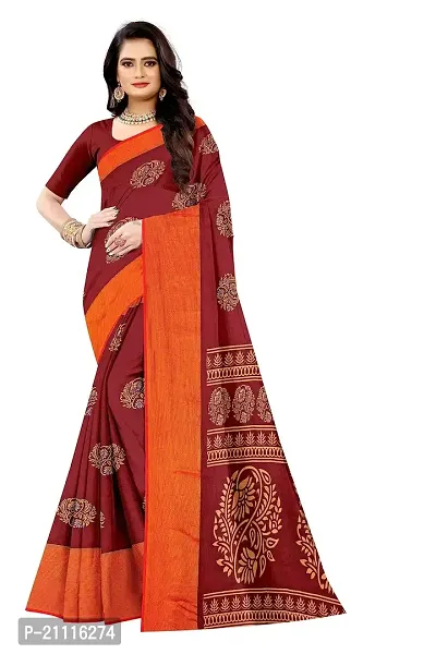 Lovly Women's Printed Moss Chiffon Beautiful Ethinic Wear Saree With Unstiched Blouse Piece (A_V_M_16062042-Maroon)-thumb2