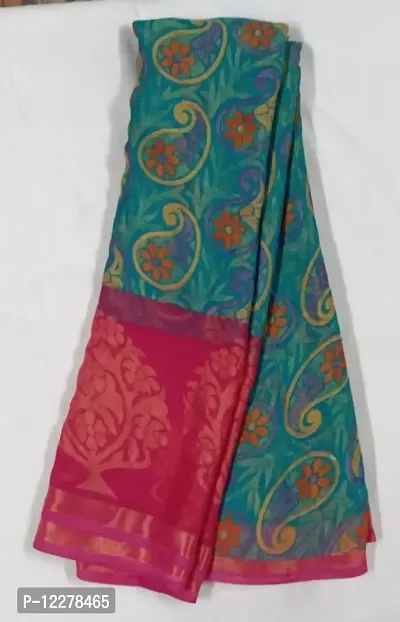 Fancy Printed Chiffon Saree With Running Blouse-thumb0