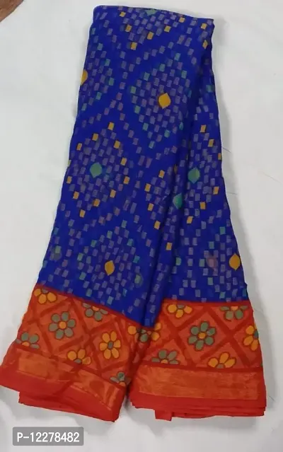 Fancy printed chiffon braso silk saree with running blouse