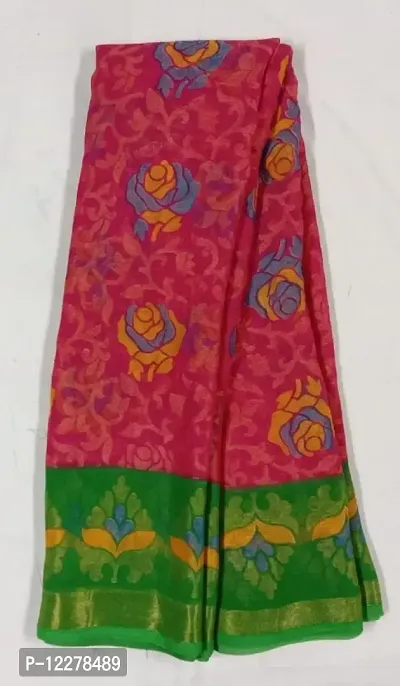 Fancy printed chiffon braso silk saree with running blouse