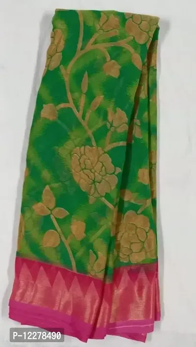 Fancy printed chiffon braso silk saree with running blouse