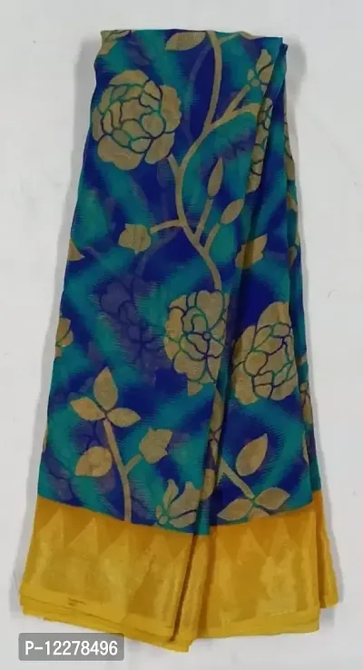 Fancy printed chiffon braso silk saree with running blouse