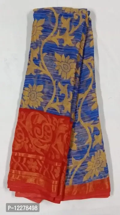 Fancy printed chiffon braso silk saree with running blouse