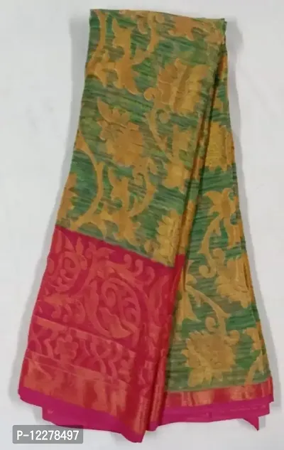 Fancy printed chiffon braso silk saree with running blouse