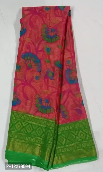 Fancy printed chiffon braso silk saree with running blouse-thumb0