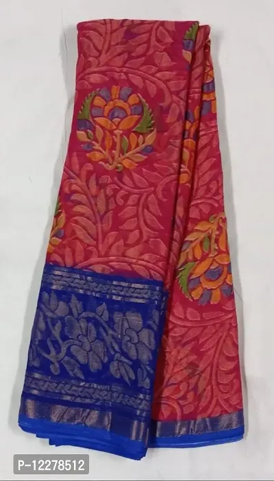 Fancy printed chiffon braso silk saree with running blouse-thumb0