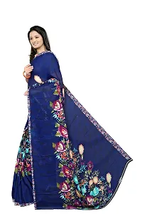 GEORGETTE daily wear blue flower fancy saree-thumb1