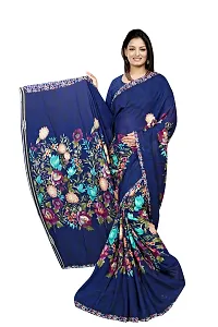 GEORGETTE daily wear blue flower fancy saree-thumb2