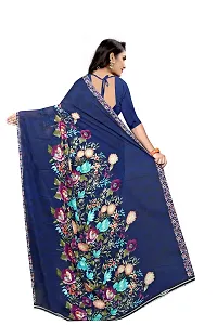 GEORGETTE daily wear blue flower fancy saree-thumb3