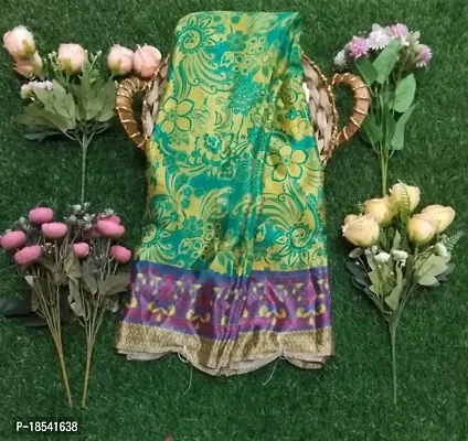 Crepe silk saree with running blouse and fancy print work