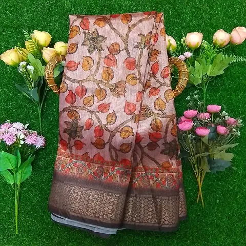 Alluring Linen Saree with Blouse piece 