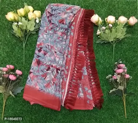 Fabric Weight less silk with fancy print work and running blouse daily wear saree