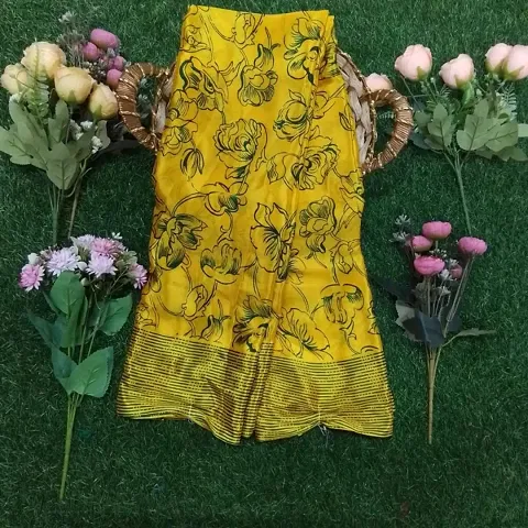 Crepe silk saree with running blouse and fancy print work