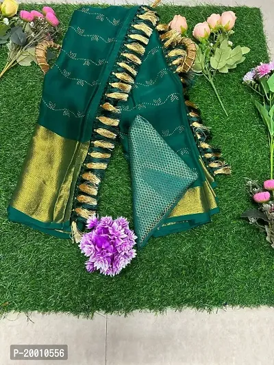 Moss Chiffon silk Hot pix worked big zari border saree with fancy Jacquard blouse