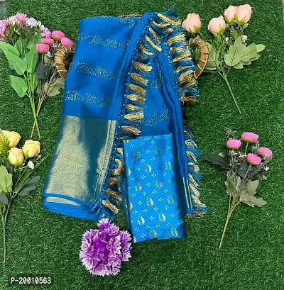 Moss Chiffon silk Hot pix worked big zari border saree with fancy Jacquard blouse