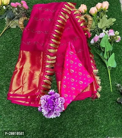 Moss Chiffon silk Hot pix worked big zari border saree with fancy Jacquard blouse