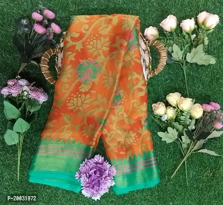 Chiffon Braso silk printed running blouse saree-thumb0