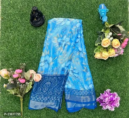 Chiffon Braso silk Digital printed running blouse saree