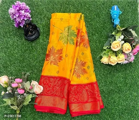 Chiffon Braso silk Digital printed running blouse saree-thumb0