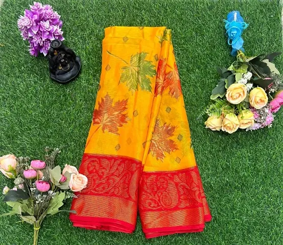 Chiffon Braso silk Digital running blouse saree