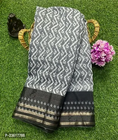 Cotton Blend printed saree with running blouse-thumb0